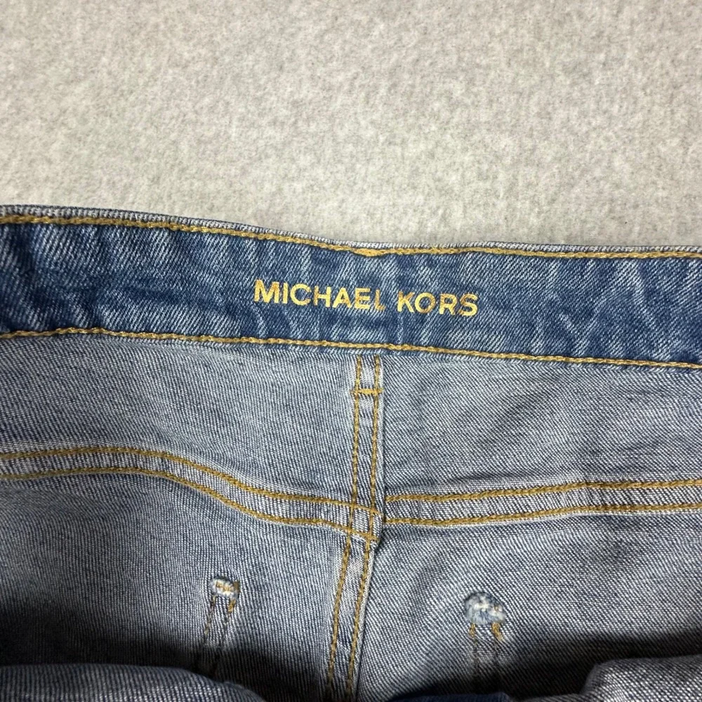 Michael Kors Womens Blue High Rise Wide Leg Denim Jeans Size‎ 14 Patch Pocket